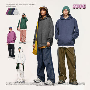 เสื้อฮู้ดย้อมสีเป่าลมสำหรับผู้ชายขี้ผึ้งสไตล์สตรีทส สำหรับแฟชั่นใหม่ ฤดูใบไม้ร่วง/ฤดูหนาวแบรนด์เสื้อแบบหลวม