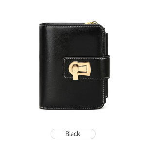 RFID Retro Womens Wallet Three Fold Short Wallet PU Leather Multi Functional Twist Lock Credit Card Wallet and Wallet