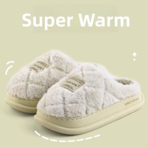 MONLEYTA | Mens and Womens Thick Bottomed Fleece Lined Cotton Slippers Indoor Home Use Anti-Slip Plush Slippers Comfortable Warmth