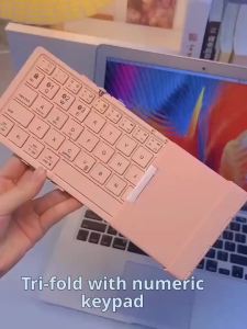 B.O.W | BOW HB166 Triple Folding Bluetooth Keyboard 80 Keys With Numeric Keypad 3 Channel Multi-Device Type-C Rechargeable Silent Portab