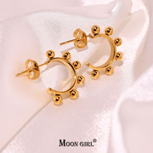 No Fade Gold Plated Earring Stainless Steel Fashion Trendy Stud Earrings for Women Luxury Design Daily Jewelry MOON GIRL