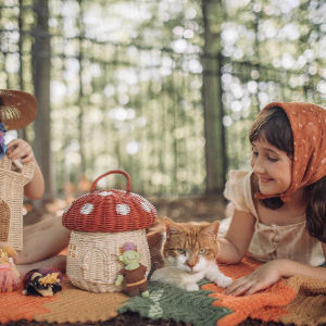 Mushroom-Shaped Handmade Wicker Basket