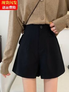 Khaki Wide Leg Pants High Waist Casual Trousers with Pockets Autumn Commute Style Polyester Fiber plus Size Womens Pants