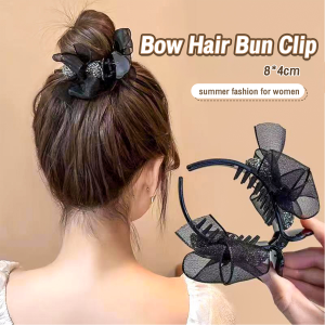 MaxPlus Bow Hair Bun Clip Rhinestones Ponytail Hair Clip High End Hairpin