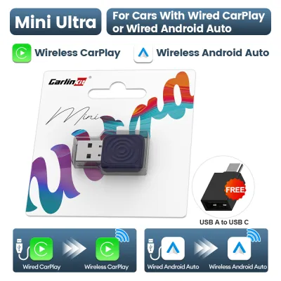 CarlinKit | CarlinKit 5.0 Mini Ultra Wireless Adapter Wireless CarPlay Android Auto For OEM Car Plug and Play WiFi Bluetooth Auto Connection