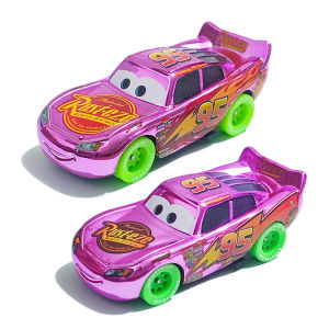 Takara Tomy | Pixar Cars Electroplated Pink 95 Lightning McQueen 1/55 Metal Die Casting Model Car Alloy Material Collectibles Racing Toys