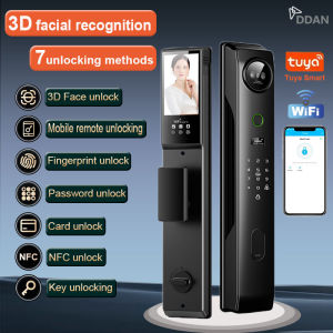 DDAN Tuya smart door lock main door 3D facial Biometrics door knob With camera 4.5" Indoor LCD Monitor 8 Unlock Ways Electronic door lock main door Digital lock