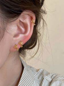New 2025 Sleeping Butterfly Knot Not Needed Womens Versatile Elegant Miniature Design Sensation Small Ear Hoop Earrings