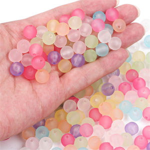 55-115Pcs Acrylic Transparent Frosted Colorful Beads 8mm 10mm Round Spacer Beads For DIY Bracelet Earring Necklace Jewelry Making Accessories