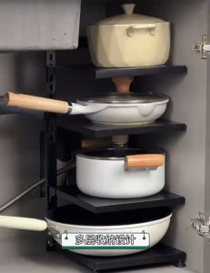 💟SOLUTION65💟 Height Adjustable Cookware Organizer Rack Pots Holder Pans Holder Pot Lid Holder Pans Storage Rack Pots Storage Rack Pots Rack Pans Rack Kitchen Cookware Organizer Rack Pots Organizer Rack Frying Pans Organizer Rack Pans Stand Pot Stand