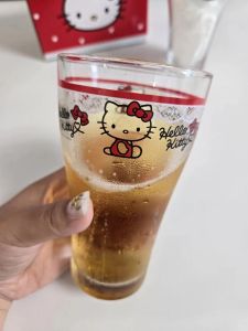 Vintage Glass Cup Sanrio Kitty Coffee Milk Beer Water Glass Cup KT Cat Beer Glass Cup Vintage Style Clear Glass Drinkware