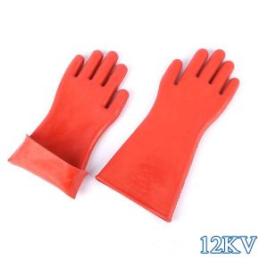 1 Pair 12KV High-voltage Insulating Gloves Anti-electric Rubber Gloves For Professional Electrician