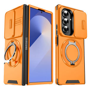 Sang trọng Heavy-Duty vỏ kim loại nhám MagSafe khung trường hợp đối với cho Samsung Galaxy Z Fold 7 6 Z Fold7 Z Fold6 trượt camera Bảo vệ PC Bìa vỏ bọc Ốp lưng magsafe case