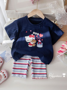 Cute Cartoon Heart Stripe Set T Shirt