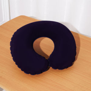 1PC Flocked inflatable travel neck pillow – portable support cushion suitable for use on planes in cars and at home