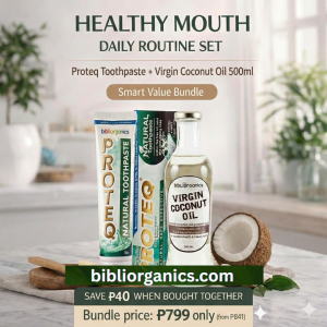 Healthy Mouth Daily Routine Set | Proteq Fluoride-Free Natural Toothpaste 130g + Virgin Coconut Oil 500ml | Oil Pulling Bundle | Gentle Oral Care | Bibliorganics