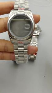 31mm Silver Stainless Steel Watch Case With Strap Round Polished Fluted Bezel Sapphire Glass Magnified Fit ForNH05 NH06 Movement