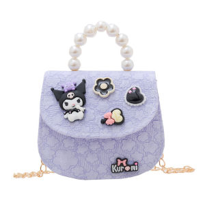 Little Princess Childrens Bag Kuromi Pearl Bag Fashionable and Fashionable Backpack Zero Wallet