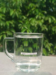 gelas gagang kaca tebal(6pcs)gelas kopi polos bening/gelas minum