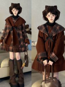 CHANGTONG | Retro Double-Sided Hooded Cloak Coat Medium-Length Fashionable Outerwear Korean Style Loose Fit Long Sleeve Pure Color Button