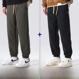 ROMON | Loomen Mens Fleece Lined Pants Thick Winter Loose Fit Sweatpants Casual Long Trousers Youthful Style Polyester Fiber