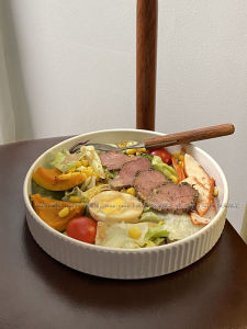 White Ceramic Steak Plate Simple Cake Plate Fruit Salad Plate Dessert Plate Korean Style round Dinnerware Commercial Use