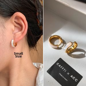 CAFFTI | Elegant Light Luxury White Mother-of-Pearl Hoop Earrings