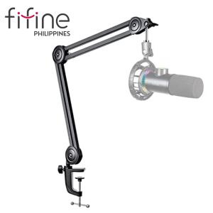 FIFINE BM63 Heavy Duty Microphone Arm Stand with Desk Mount - Sturdy Metal Scissor Boom Suspension for Secure Hold and Flexible Adjustment