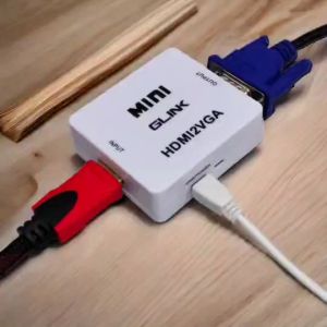 ตัวแปลง HDMI 1080p ถึง VGA 720p พร้อม USB สำหรับ TV และคอมพิวเตอร์ สีขาว