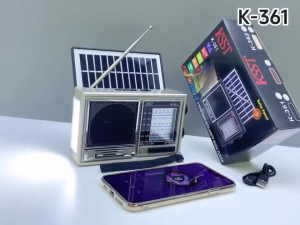 Radio Bluetooth Multifungsi FLECO F-361 Plus Solar Panel Dan Senter | Speaker Portable Bluetooth FM Radio Desain Klasik FM/AM/USB/TF Card/SW 6 Band | Radio Bluetooth Solar Panel Design Retro | Gallery Audio