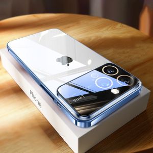 For iPhone 15 Pro Max 14 13 12 11 Pro Max 15 14 Plus Case Luxury Plating Transparent TPU Lens Camera Protective Clear Phone Cover