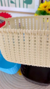 Spring Home ตะกร้าใส่ของ ตะกร้าเก็บ หวายเทียม อเนกประสงค์ พลาสติกหนา กลวง ครัว ขนม ห้องน้ํา