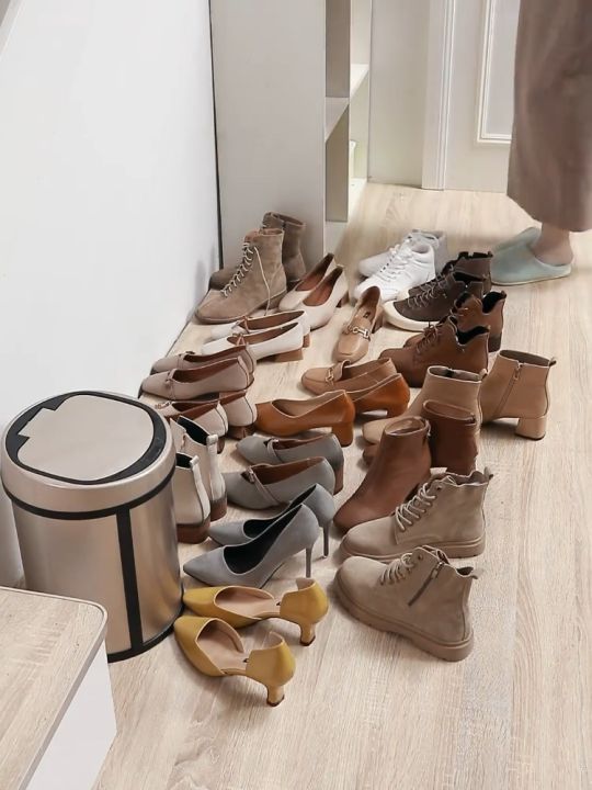 Choclaif 3 Tier Free Standing Shoe Organizer, Shoe Shelf Bamboo And Closet