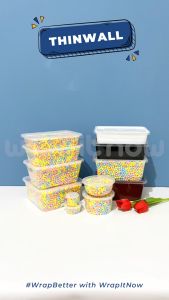 (Isi 25 Pcs) Thinwall Bulat 200 ml 300 ml Thinwall Persegi Panjang 500 ml 750 ml 1000 ml 1500 ml // Thinwall Round Thinwall Rectangle Cup Salad Mangkok Salad Kontainer Makanan Kontainer Makanan Take Away Mangkok Bubur Mangkok Pudding