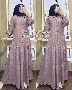 Gamis Crinkle Crush/Gamis Crinkel Bubble Serat/Dress Muslimah Kringkel/Gamis Polos Busui