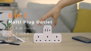 TESSAN Multi Plug Adapter with Swtich Extension Socket with USB + Type C Wall Charger Extension Adaptor