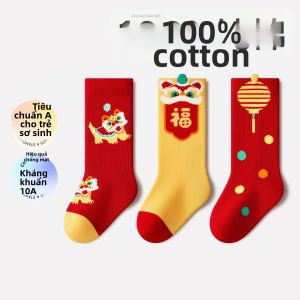 Vớ Bông Đỏ Dài Đến Cổ Chân Cho Trẻ Sơ Sinh