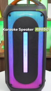 ROBOT Karaoke Speaker RB650 RGB Daya 50W Bluetooth 5.0 TF USB 3.5mm AUX Dual Wireless Microphone - Garansi 1 Tahun