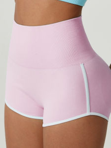 High-Waist Seamless Yoga Shorts Womens Fitness Running Capri Pants Breathable Quick-Dry Moisture-Wicking Ultra- Elastic