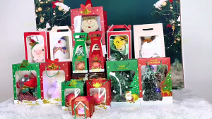 New Year Christmas Biscuit Gift Bag Transparent Window Packaging Bag Christmas Party Tote Bag Christmas Eve Fruit Packaging Bags