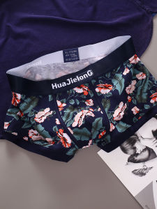 Pure Cotton Printed Boxer Shorts for Men Low Waist U-Shaped Baggy Style Artistic Youth Underwear from Consmile