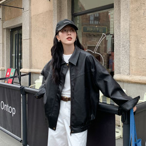 American Retro Brown Leather Jacket Autumn