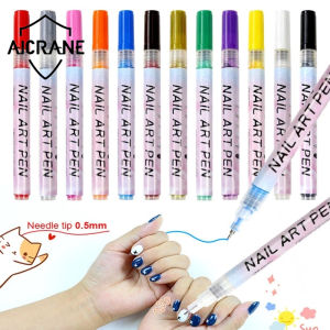 AICRANE Waterproof  Acrylic Paint Pens 12 color Nail Pen 0.5 MM Nib Hook Line Pigment Pull Pen