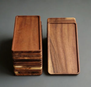Natural Wooden Rectangular Serving Tray Food Fruit Snack Storage Coffee Tea Breakfast Tray Home Hotel Bathroom Vanity Decor