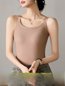 MiiOW | Áo ba lỗ nữ màu trơn MiiOW không dây đeo vai Áo khoác ngoài mùa xuân hè 2025 Áo ngực tích hợp không cần mặc