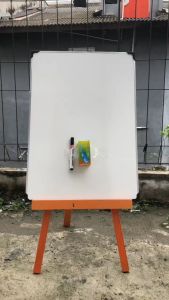 Papan Tulis Whiteboard Standing Ukuran Sedang 50x70-60x120 + Free Spidol dan Penghapus Bingkai Aluminium
