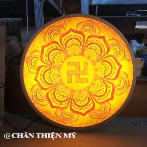 Đèn Hào Quang In Trúc Chỉ Chữ Vạn Trang Trí Bàn Thờ Treo Tượng Phật TC-HQ-39