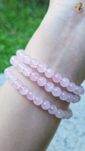Premium Grade Natural Rose Quartz 3 Rounds Bracelet