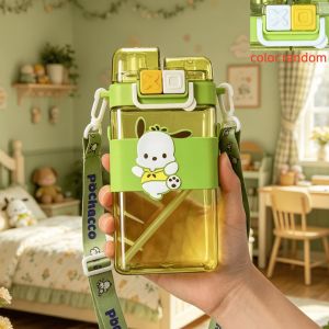 600ml Sanrio Series Square Double Drinking Water Bottle Strap with High Beauty and Large Capacity Accompanying Water Bottle