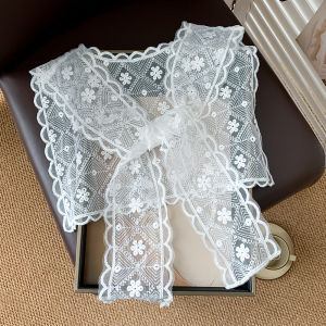 WEIAI | Áo khoác ren trắng cho nữ mùa hè mới mỏng cao cấp khoét lỗ khăn quàng cổ nhỏ Áo khoác ngoài váy thời trang